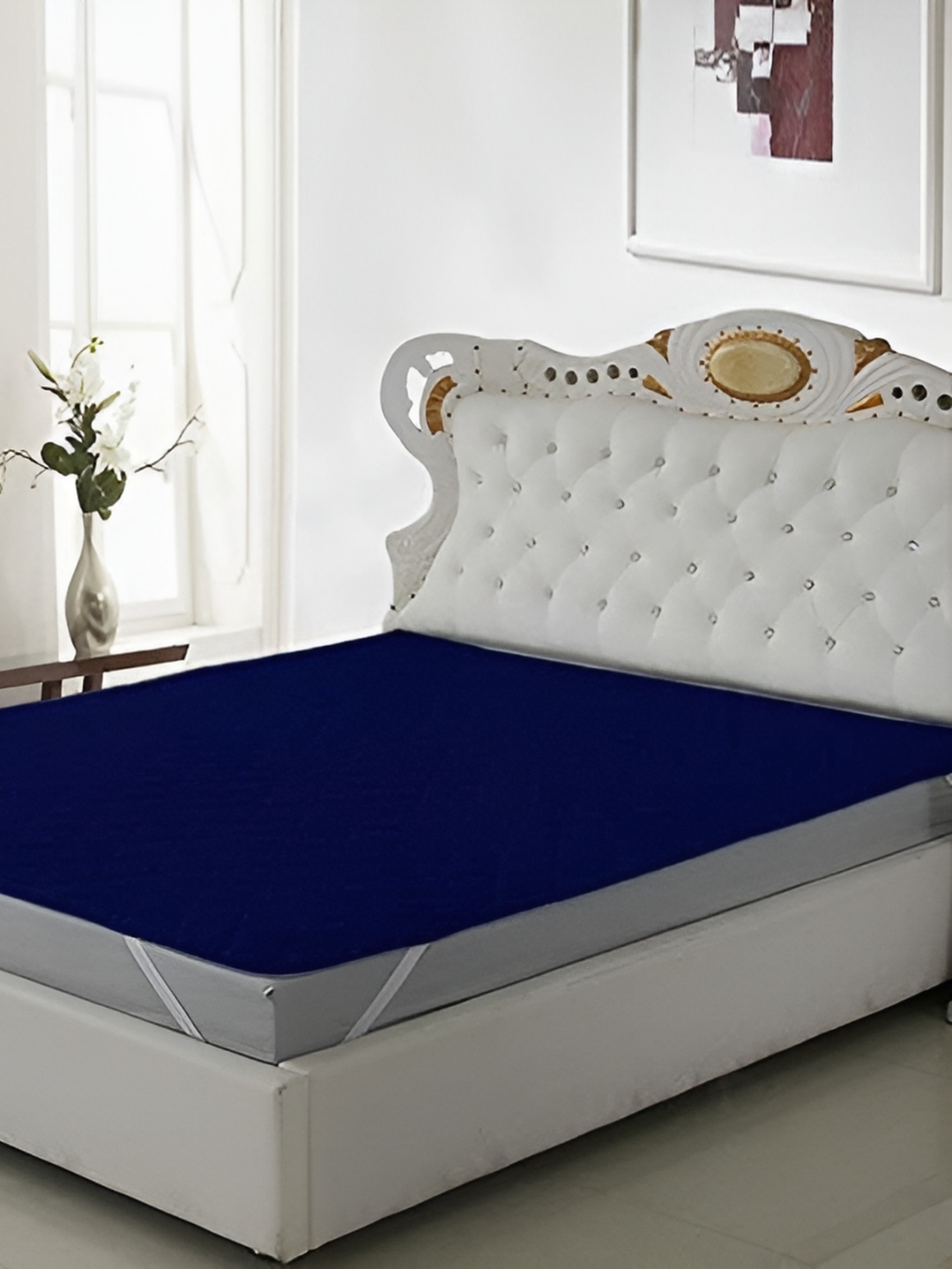 

Comfowell Blue Elastic Strap King Size Waterproof Mattress Cover