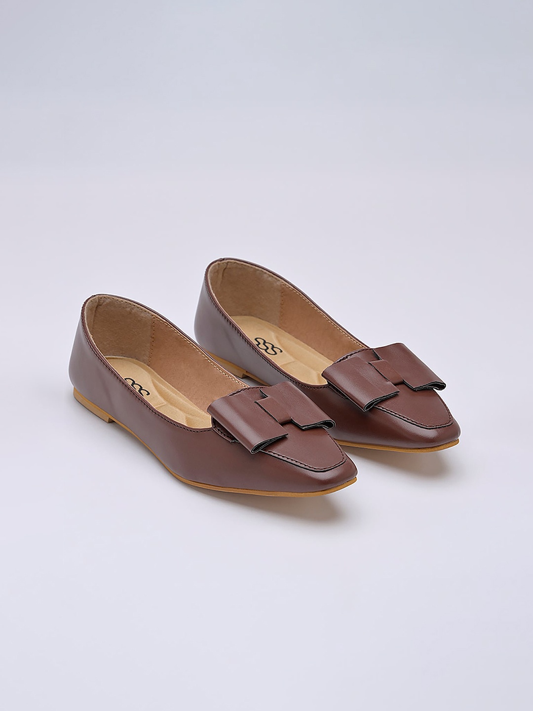 

Street Style Store Bows Detail Round Toe Ballerinas, Brown