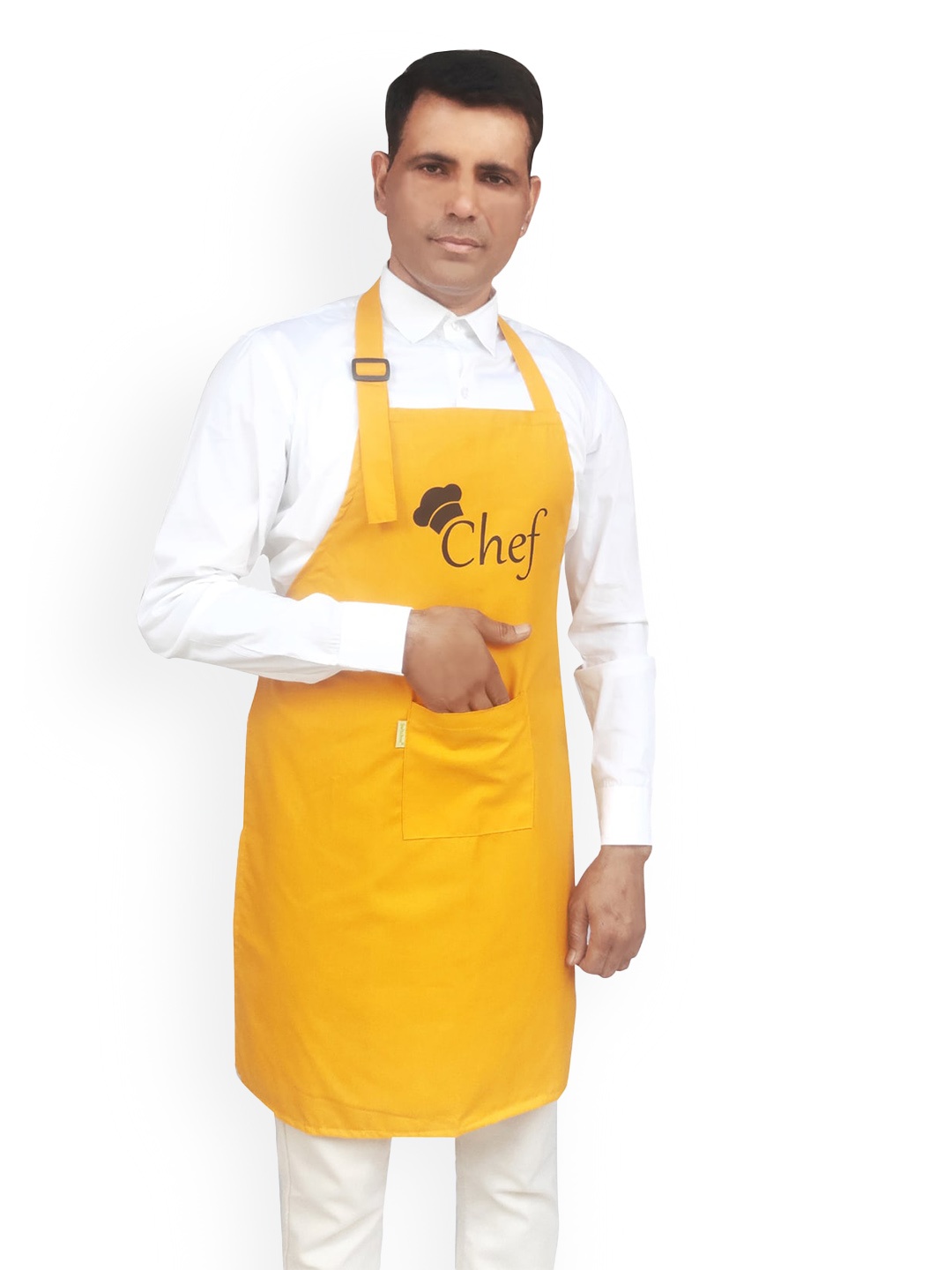 

SWITCHON Mustard Yellow & Black Chef Printed Waterproof Kitchen Apron