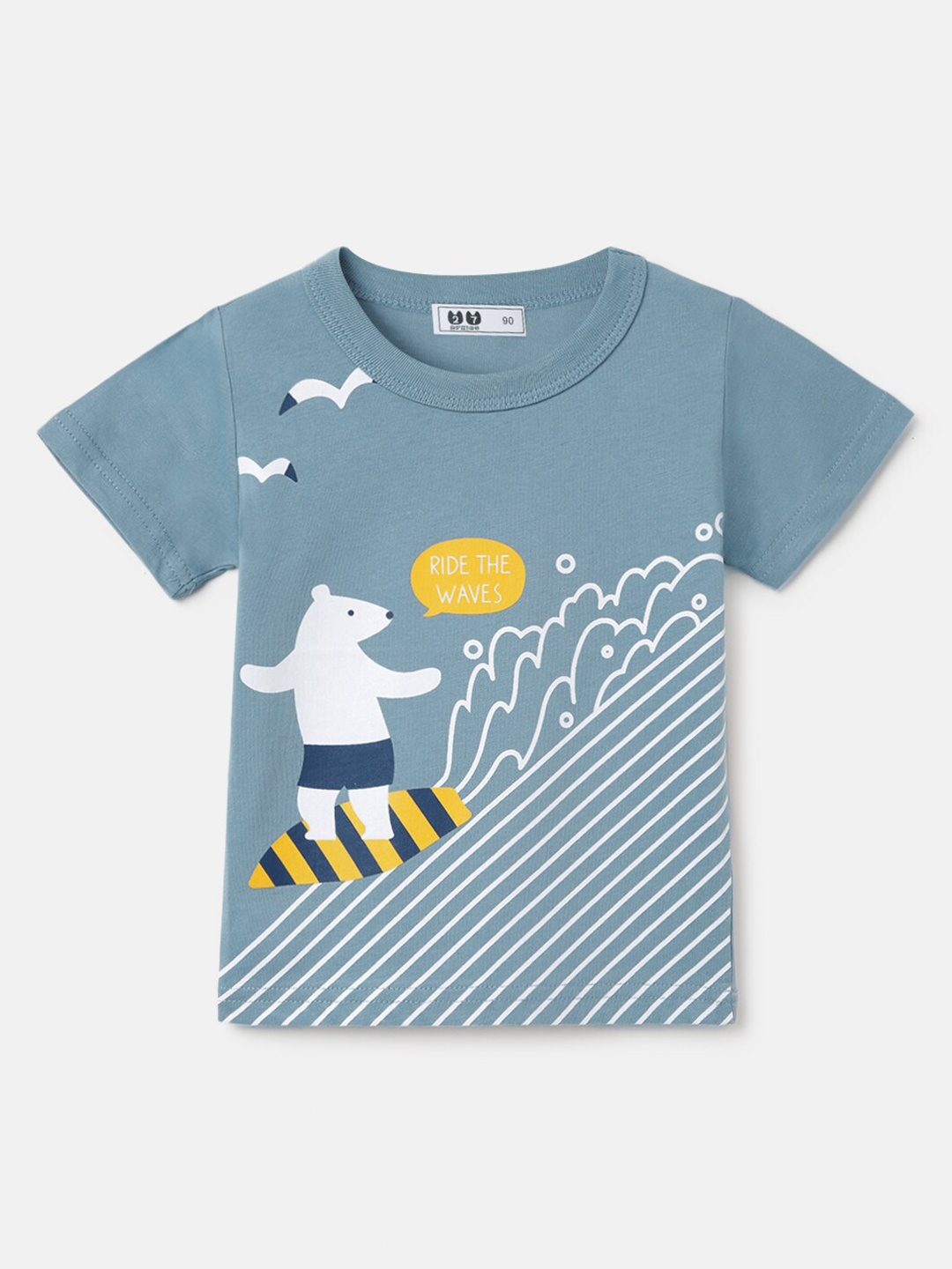 

Googo Gaaga Boys Printed Short Sleeves Round Neck Cotton T-shirt, Blue