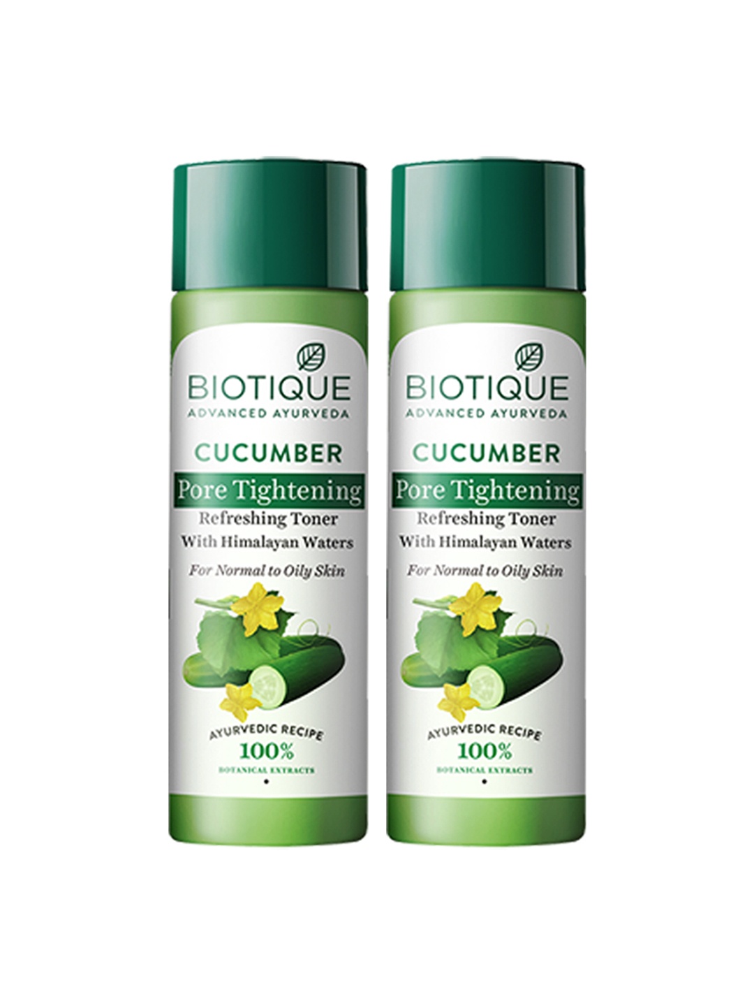 Biotique Set of 2 Cucumber Pore Tightening Refreshing Toner - 120 ml Each, Green