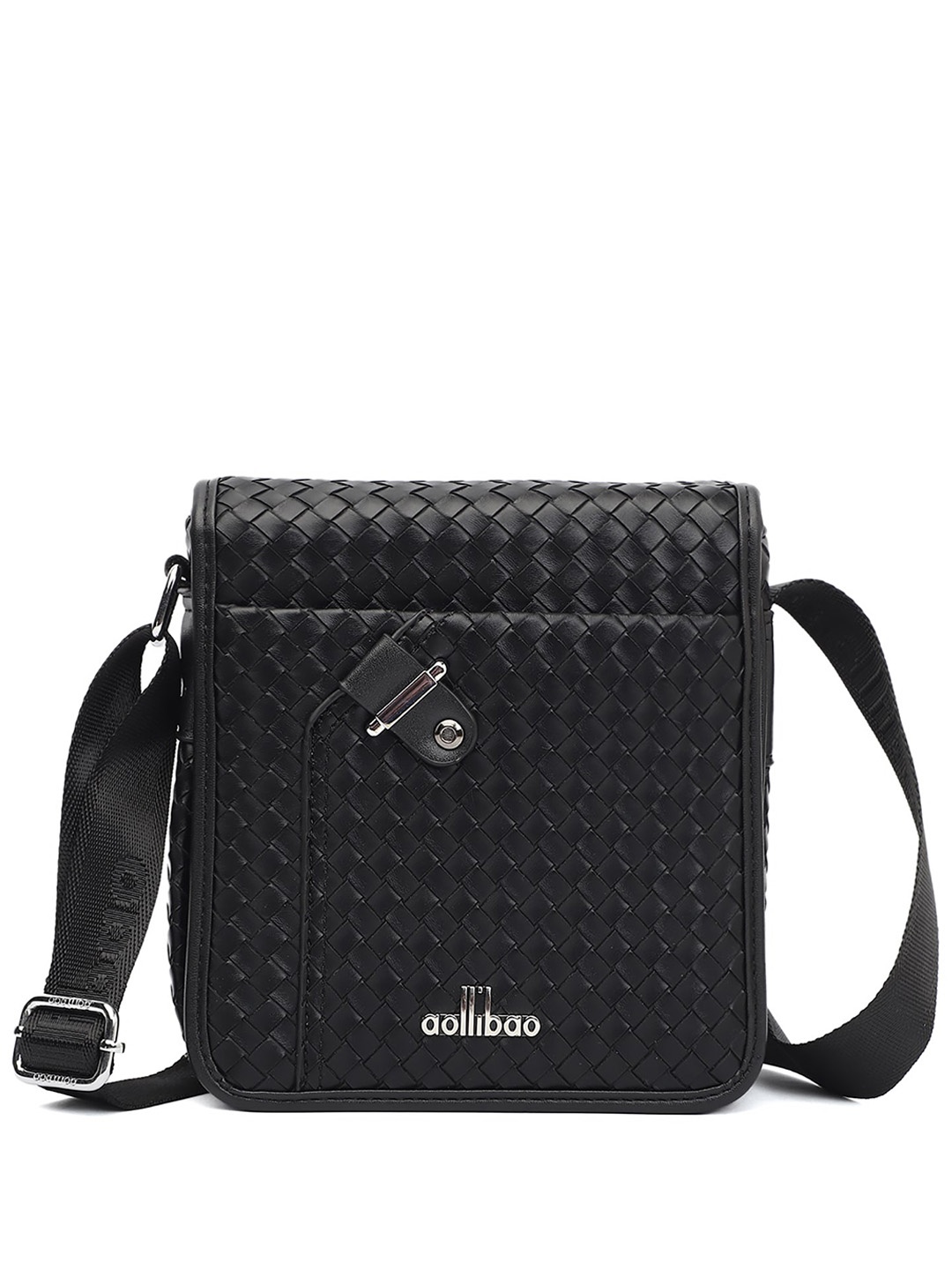 

ELLIS Textured Zip Detail PU Structured Sling Bag, Black
