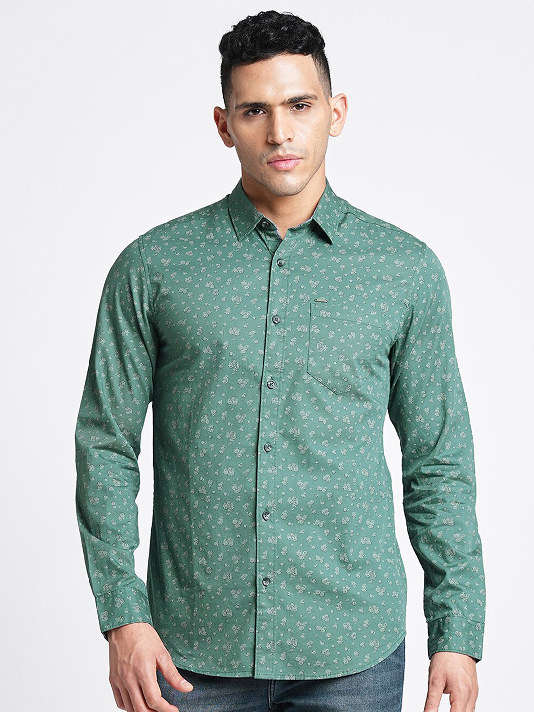 

Blue Buddha Comfort Floral Printed Casual Shirt, Green