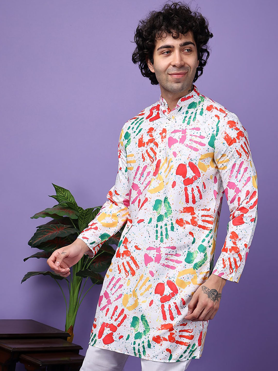 

Hangup Abstract Printed Straight Kurta, Off white