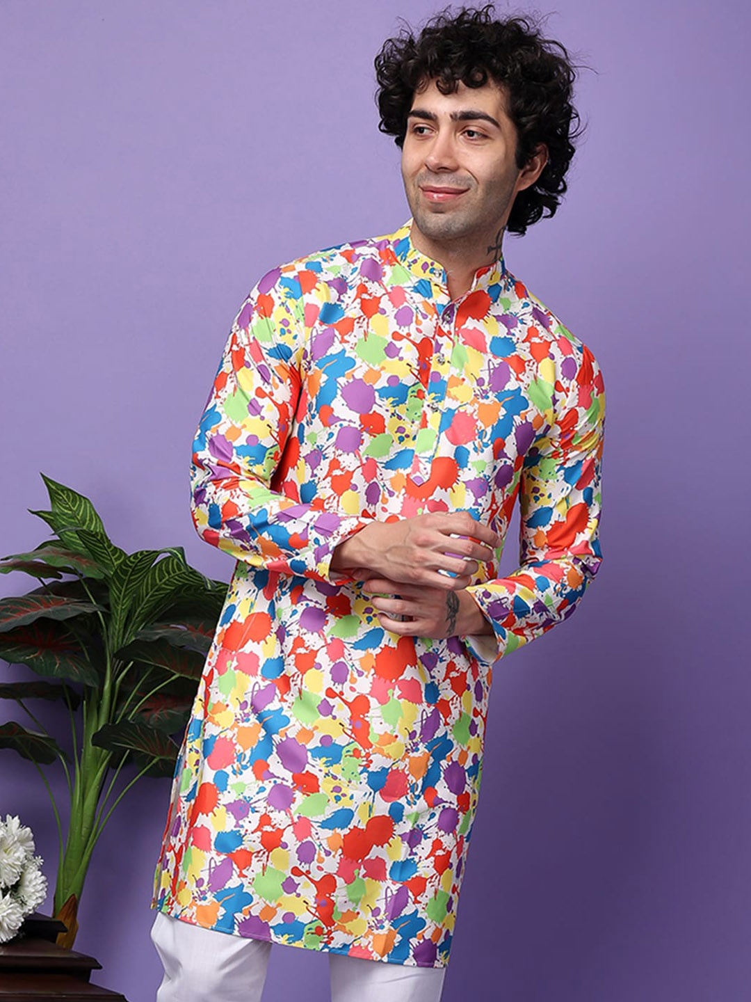 

Hangup Abstract Printed Straight Kurta, Off white