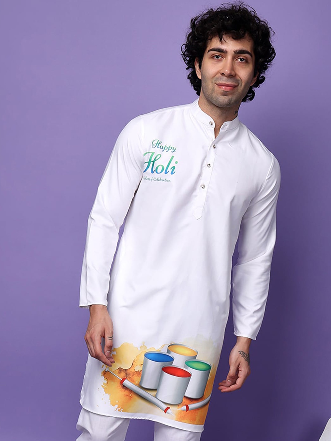 

Hangup Abstract Printed Straight Kurta, Off white