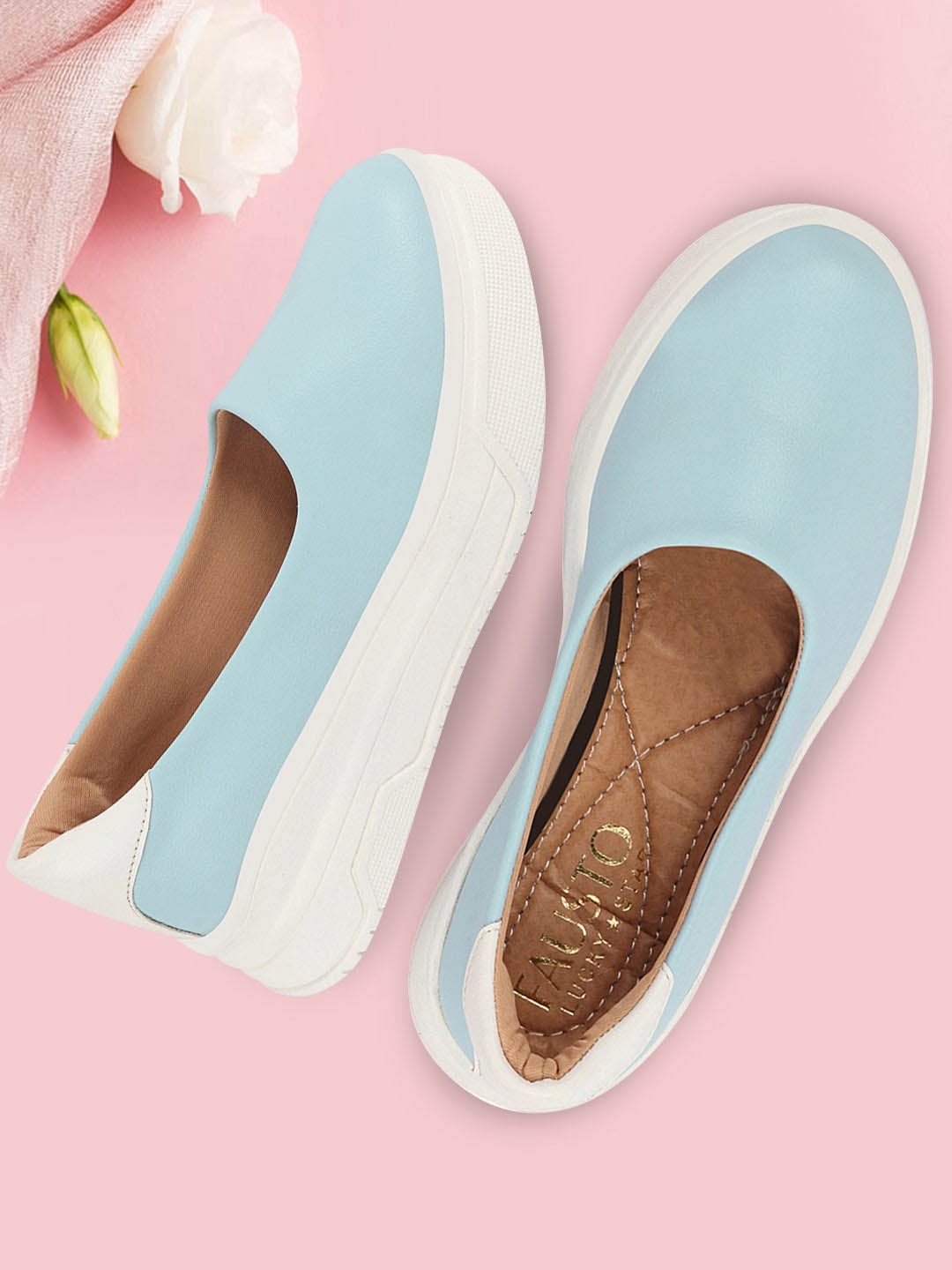 

FAUSTO Women Heeled Slip On Sneakers, Blue