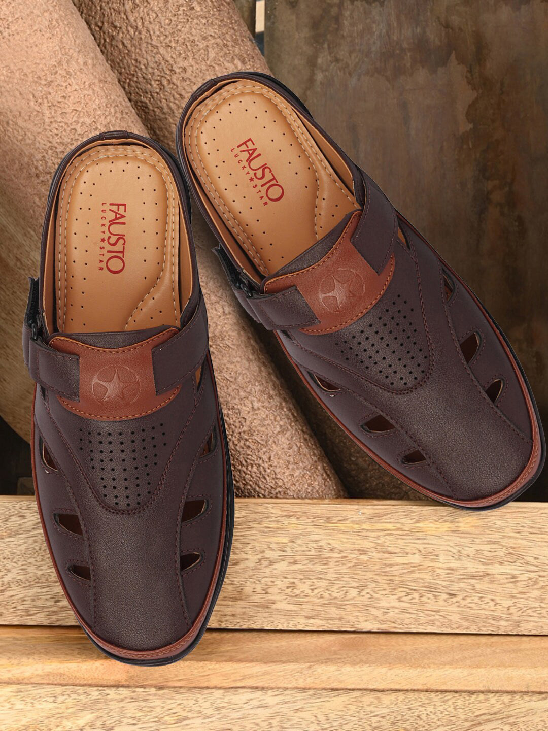

FAUSTO Men Shoe-Style Sandals, Brown