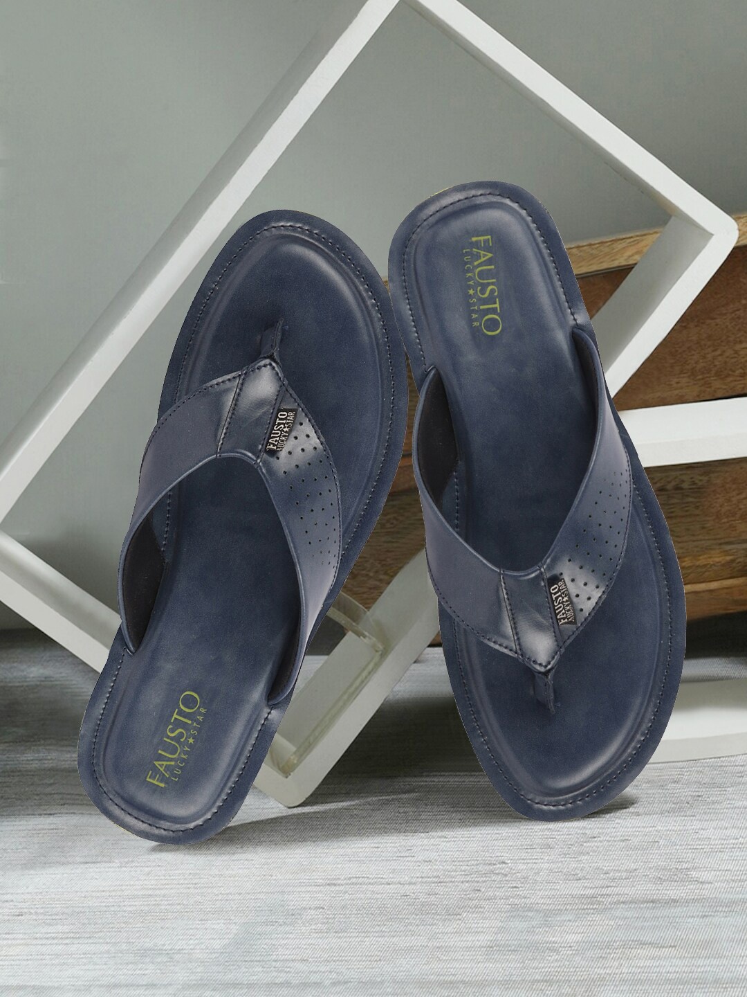 

FAUSTO Men Thong Flip-Flops, Navy blue