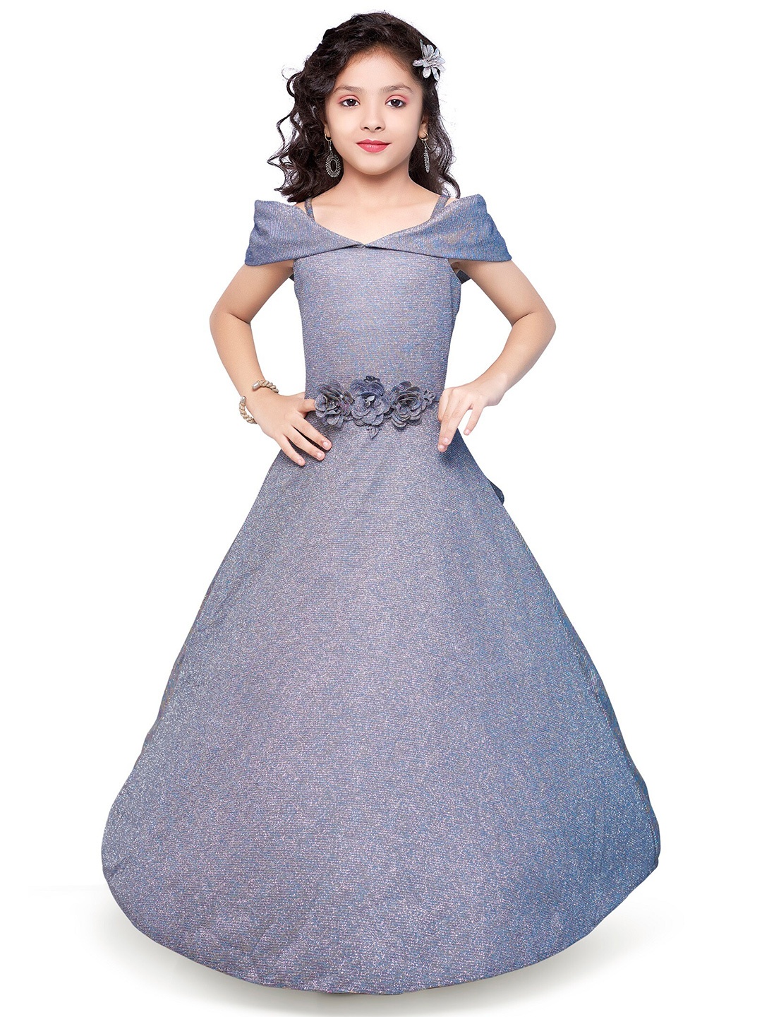 

Doodle Girls Embellished Fit & Flare Maxi Dress, Grey