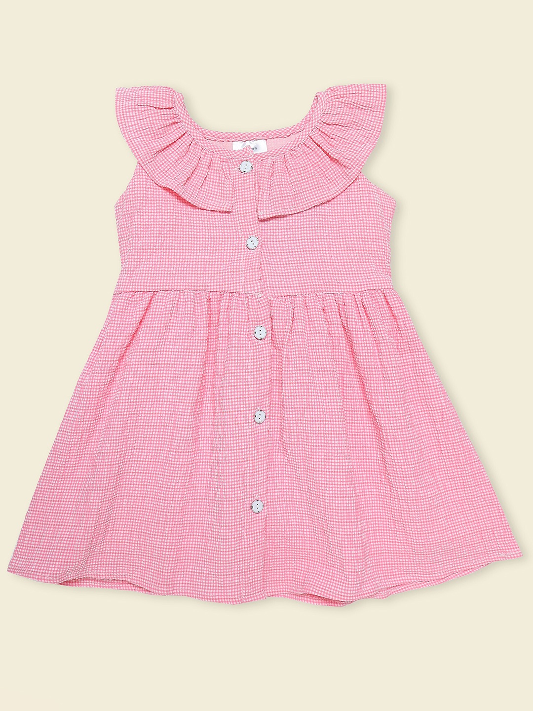

Doodle Girls Printed Peter Pan Collar A-Line Dress, Pink
