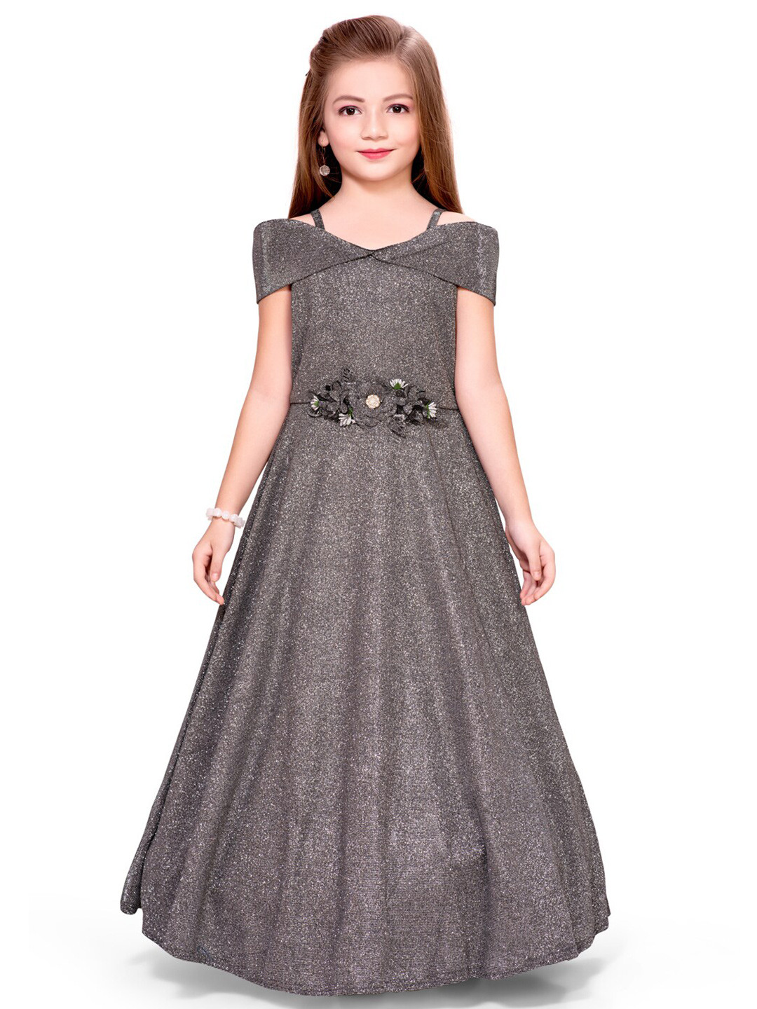 

Doodle Girls Fit & Flare Maxi Dress, Grey