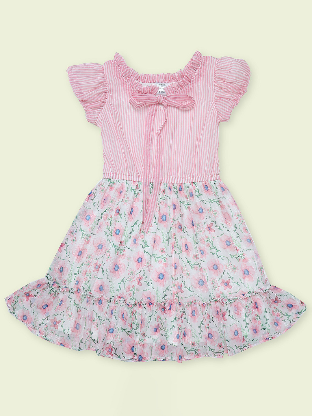 

Doodle Girls Floral Printed Chiffon Fit & Flare Dress, Pink
