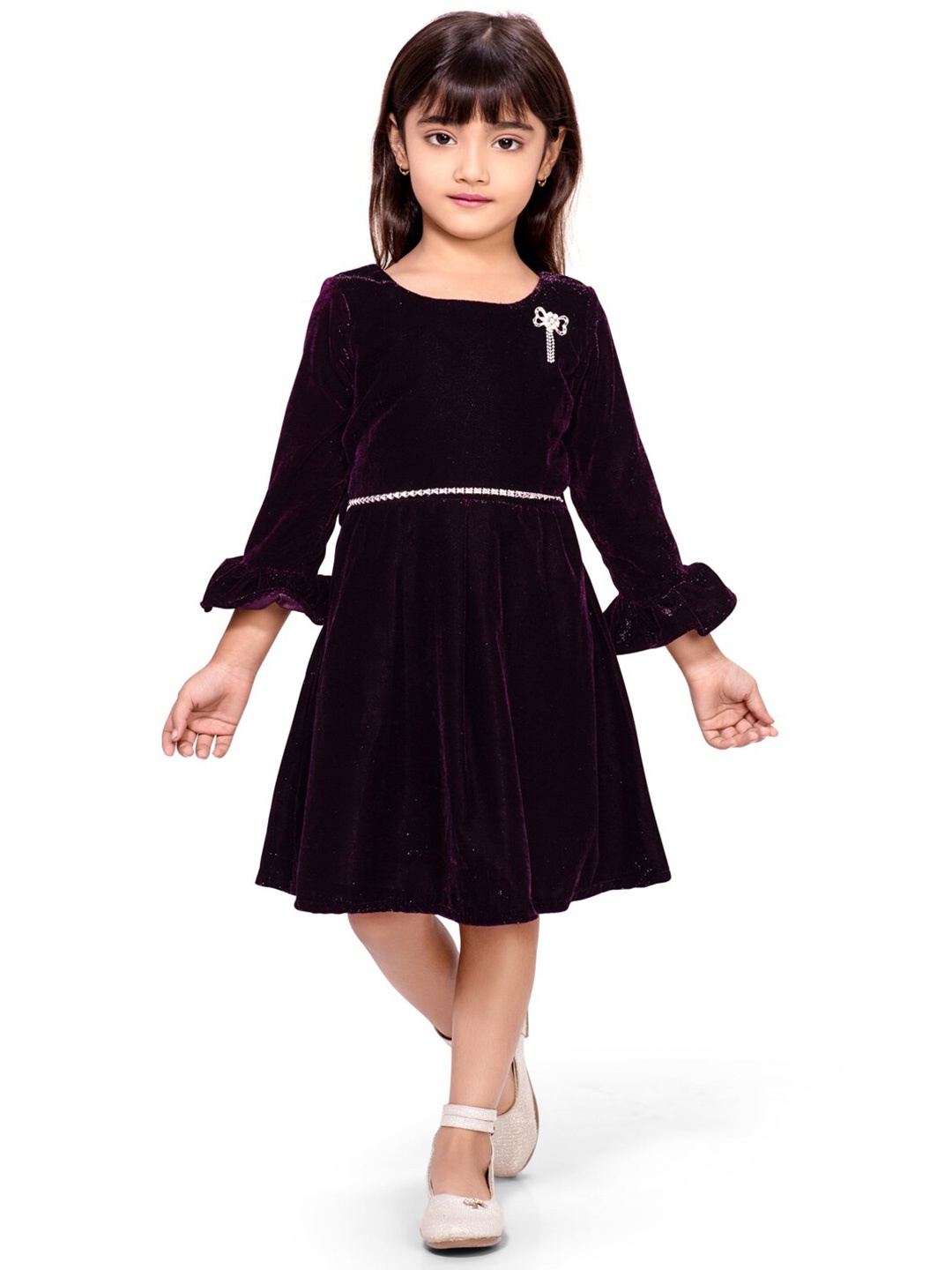 

Doodle Girls Bell Sleeve Fit & Flare Dress, Burgundy
