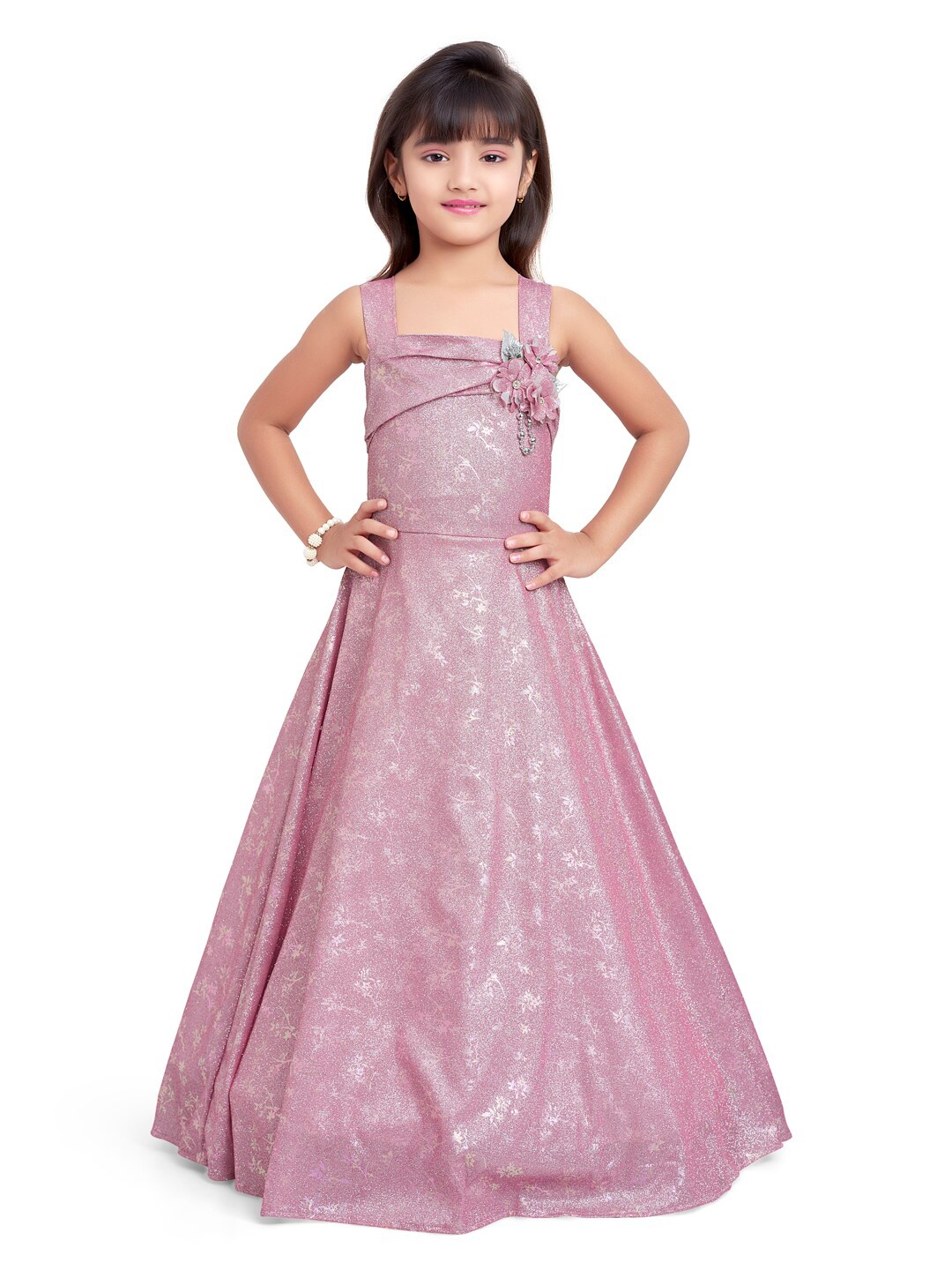 

Doodle Girls Embellished Fit & Flare Maxi Dress, Pink