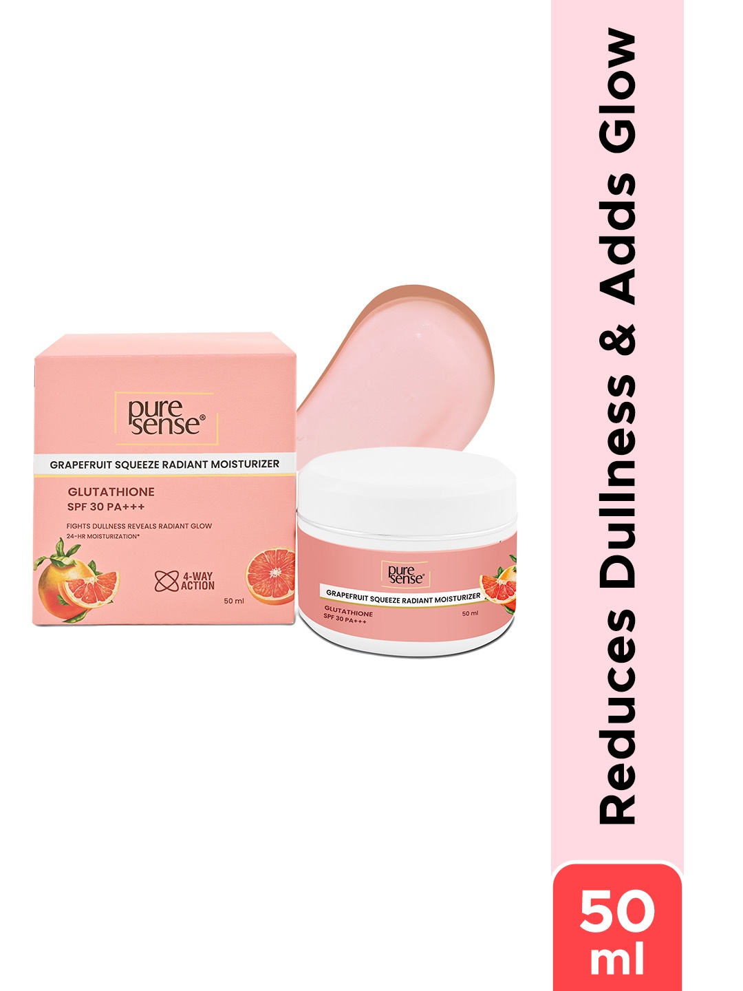 

Pure Sense Grapefruit Squeeze Moisturizer SPF 30 PA+++ with Glutathione & Vitamin C -50ml, Red