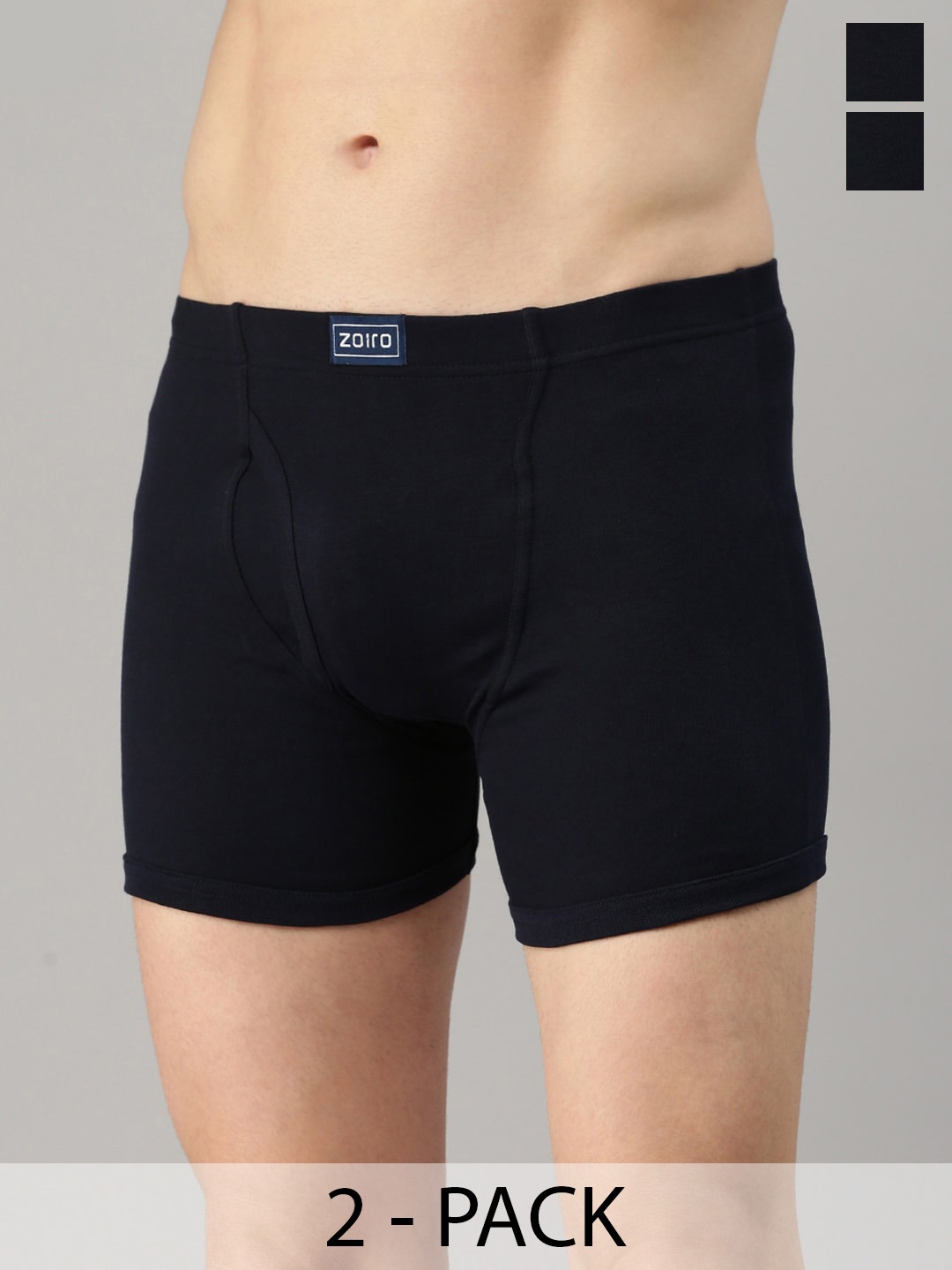 

Zoiro Pack Of 2 Cotton Trunks ZO-TR-1003-BLK-BLK-S-2PC, Black