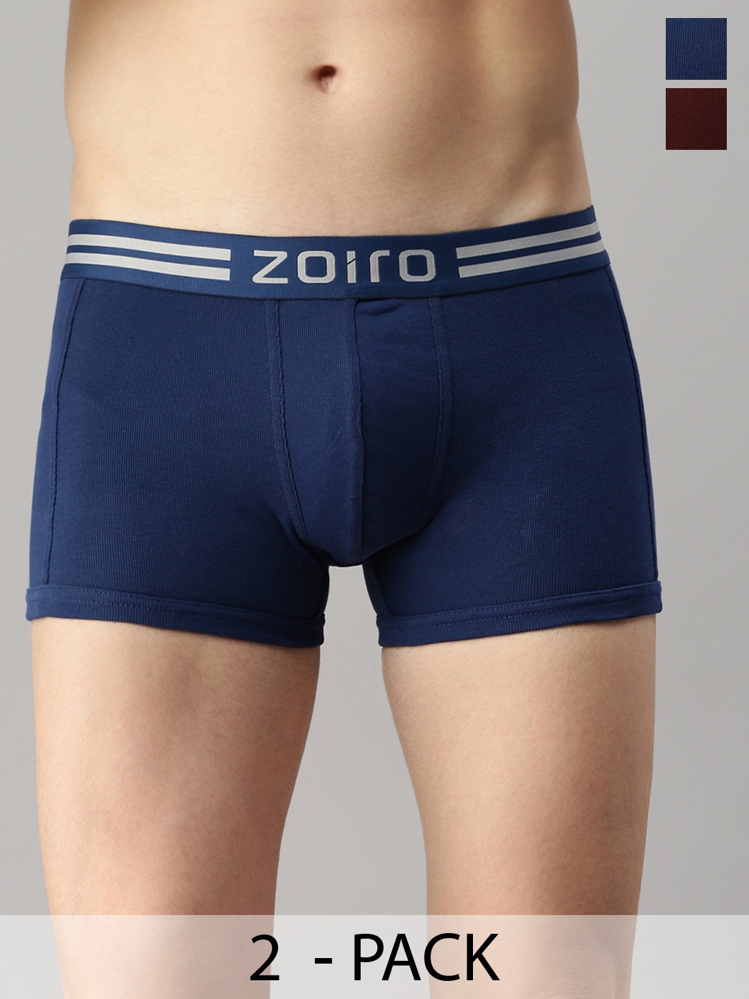 

Zoiro Pack Of 2 Cotton Trunks ZO-TR-1012-BC-DB-S-2PC, Brown