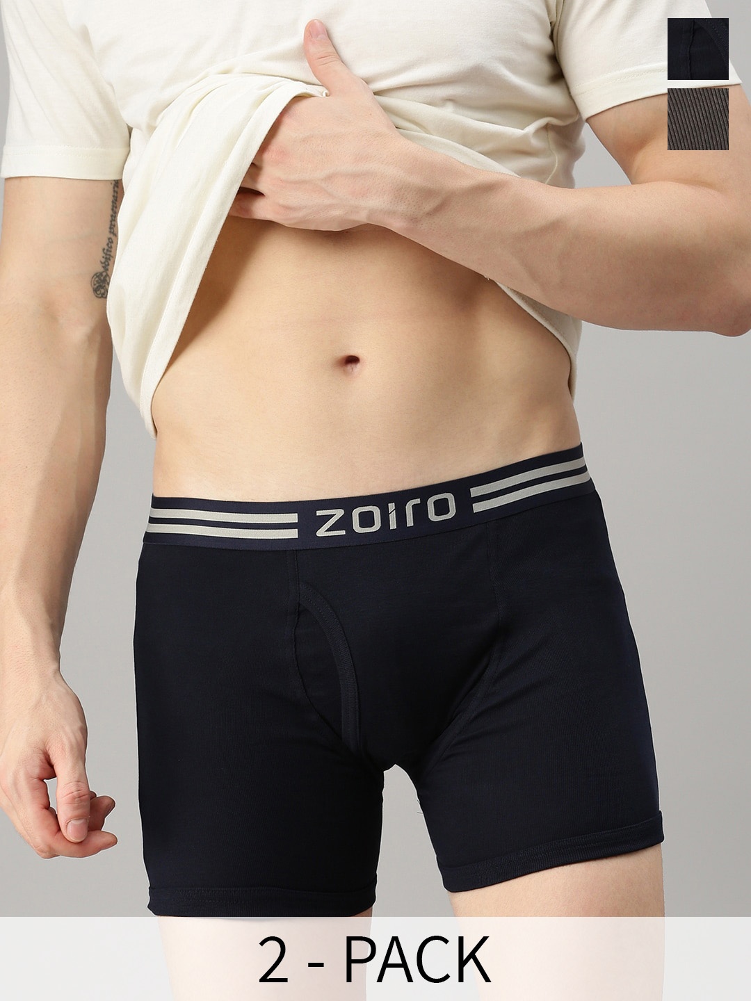 

Zoiro Pack Of 2 Cotton Trunks ZO-TR-1013-DD-SP-S-2PC, Navy blue