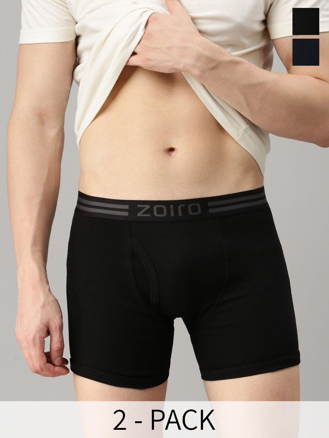 

Zoiro Pack Of 2 Cotton Trunks ZO-TR-1013-DD-BLK-S-2PC, Navy blue