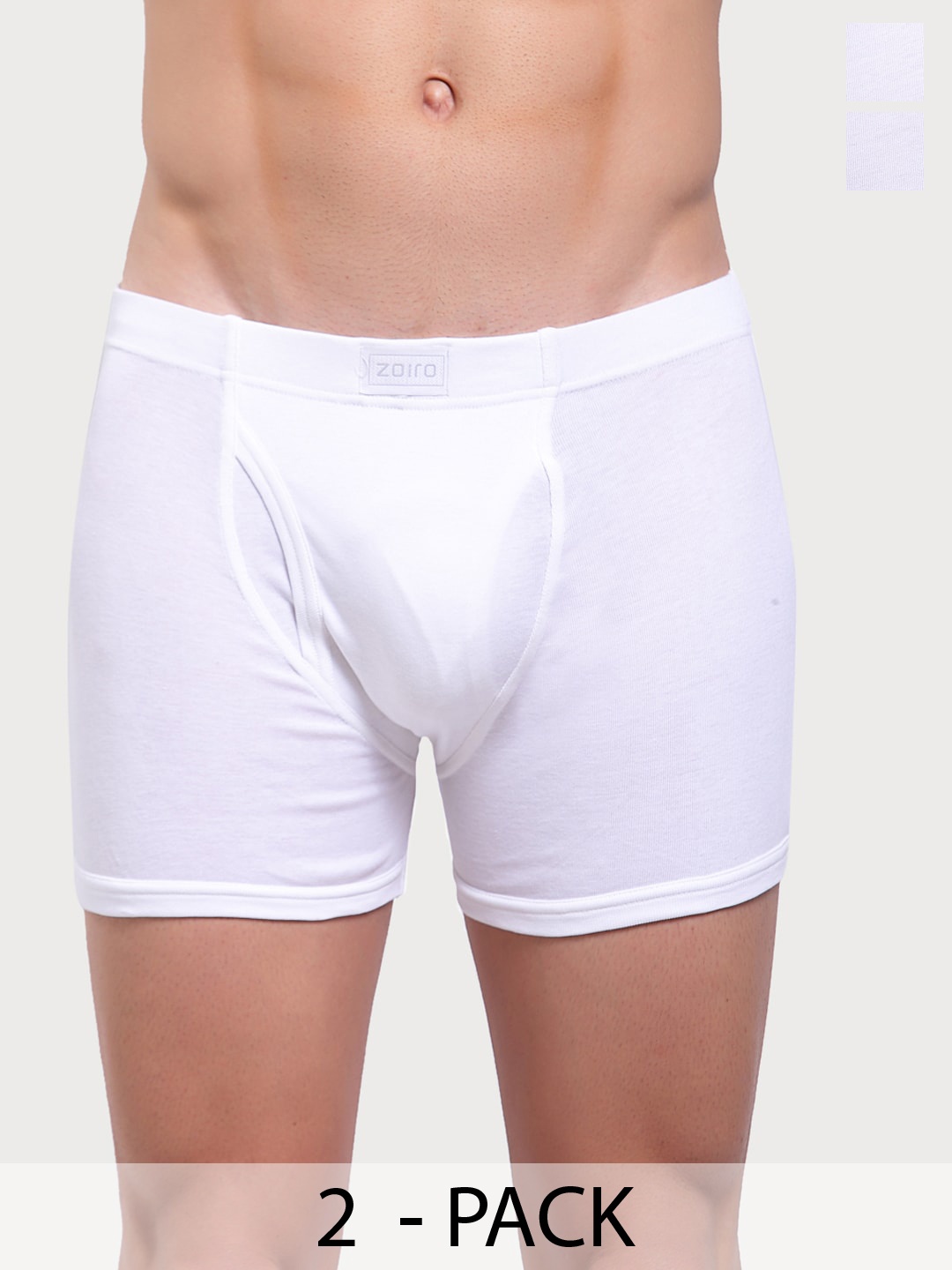 

Zoiro Pack Of 2 Cotton Trunks ZO-TR-1003-WH-WH-S-2PC, White