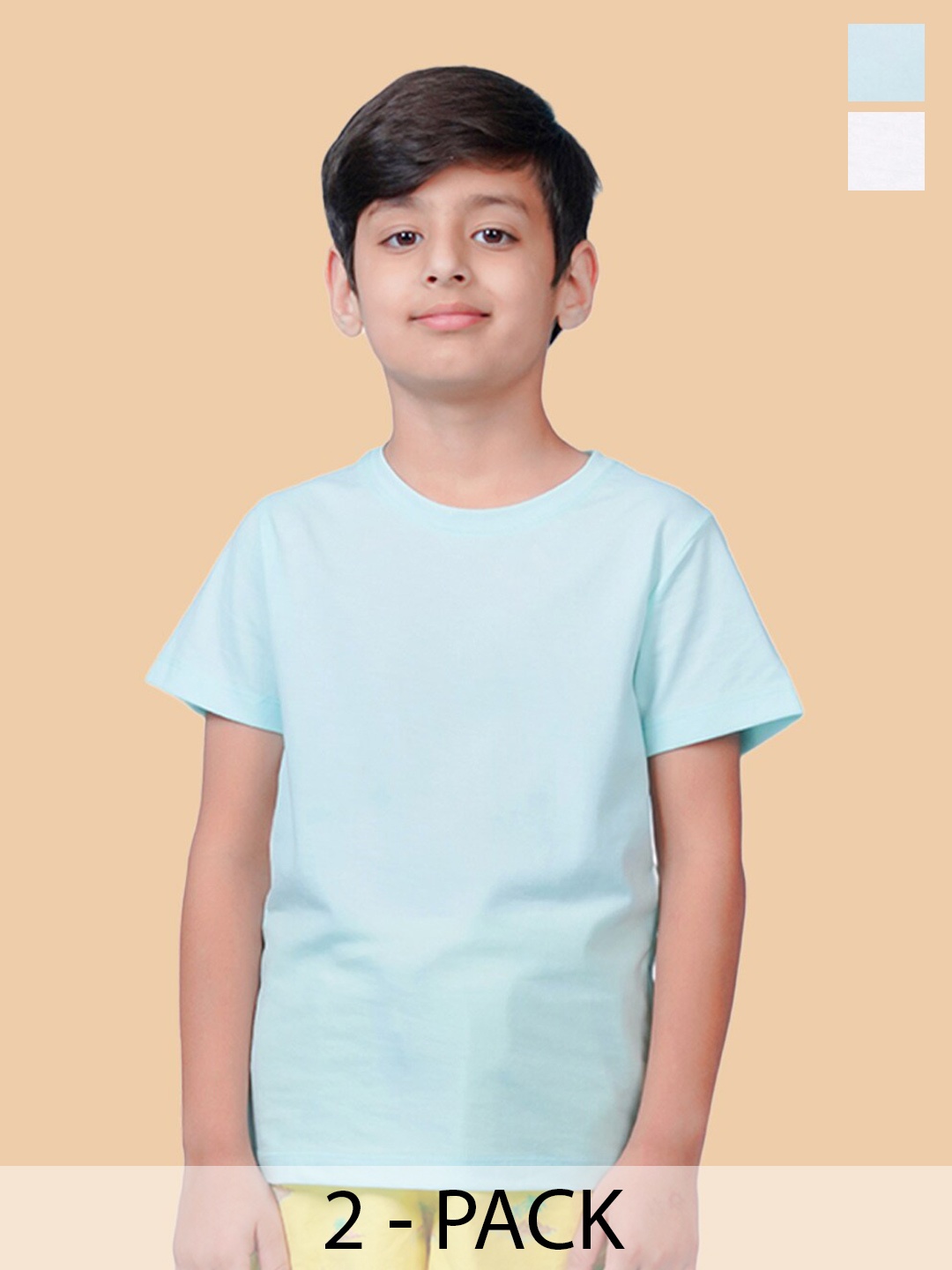 

NUSYL Boys Pack of 2 Round Neck Short Sleeves Cotton T-shirt, Blue