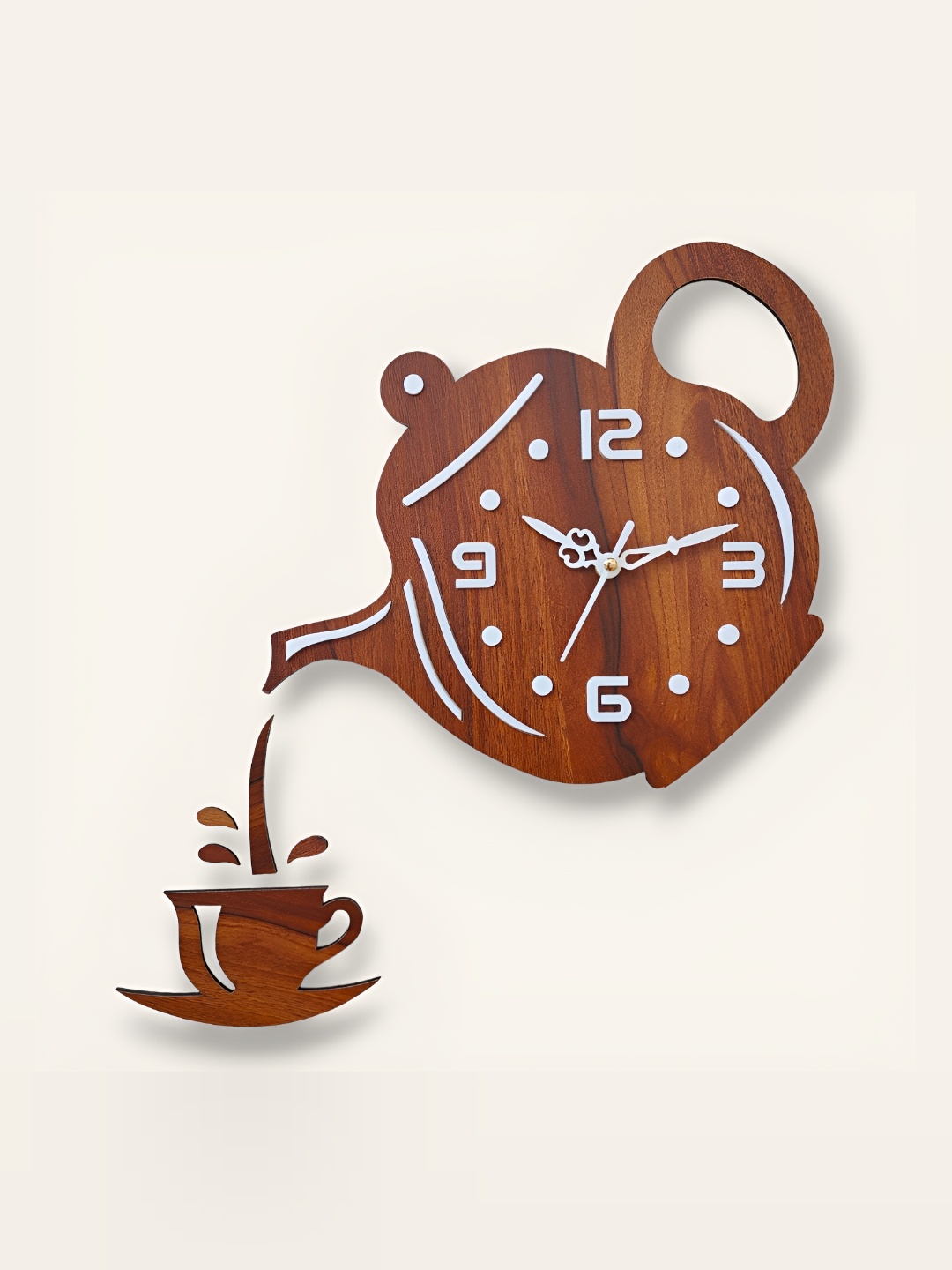 

FASTQT Brown & White Analogue Wooden Contemporary Wall Clock