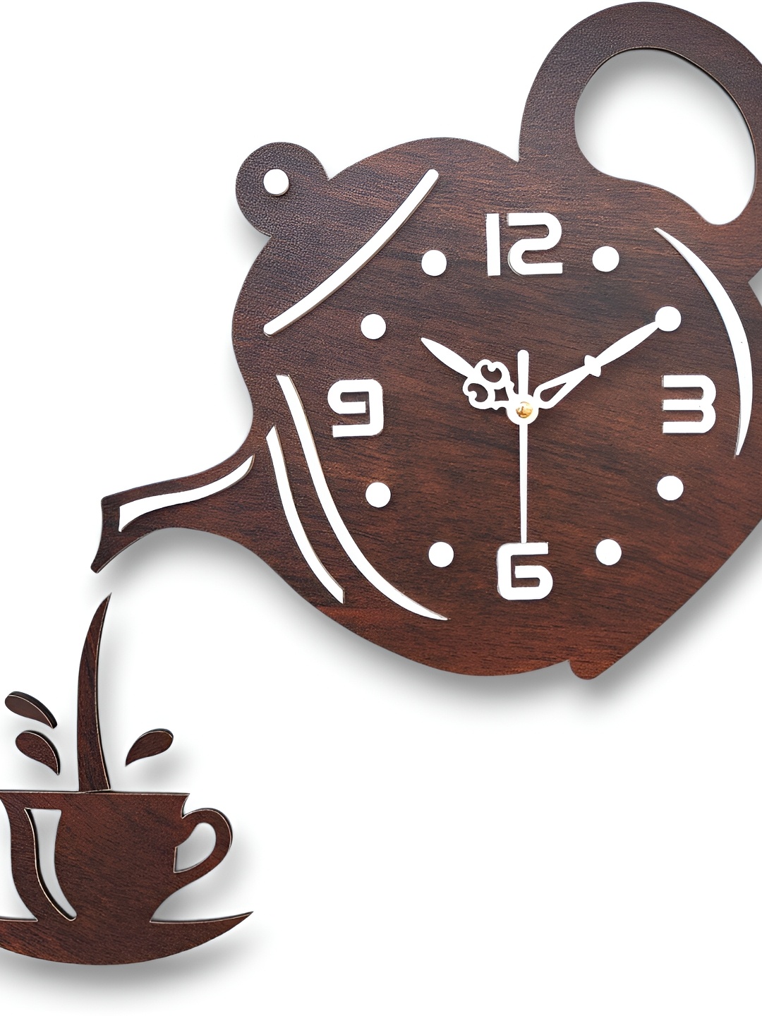 

FASTQT White & Brown Analogue Contemporary Wooden Wall Clock