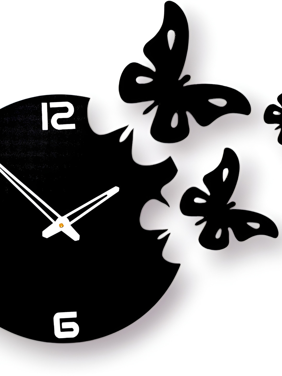 

FASTQT Black & White Textured Wooden Contemporary Wall Clock