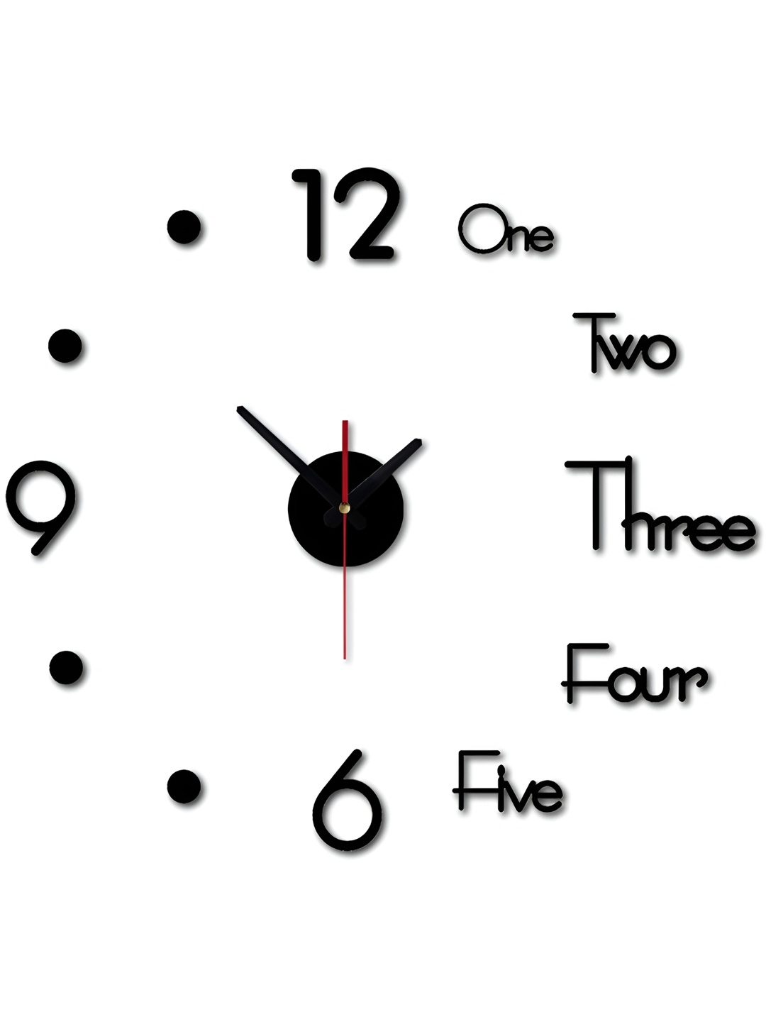 

FASTQT Black & Red Analogue Contemporary Wall Clock
