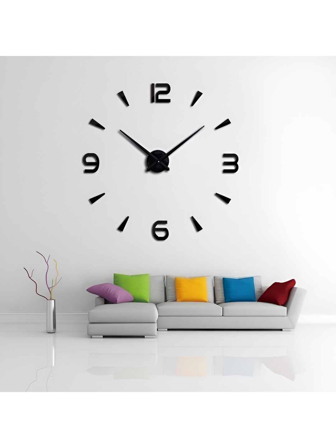 

FASTQT Black Round Metal Analogue Contemporary Wall Clock