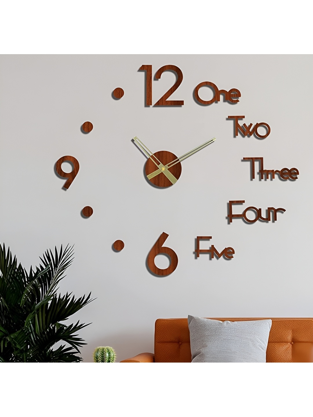 

FASTQT Brown Textured Analogue Contemporary Wooden Wall Clock