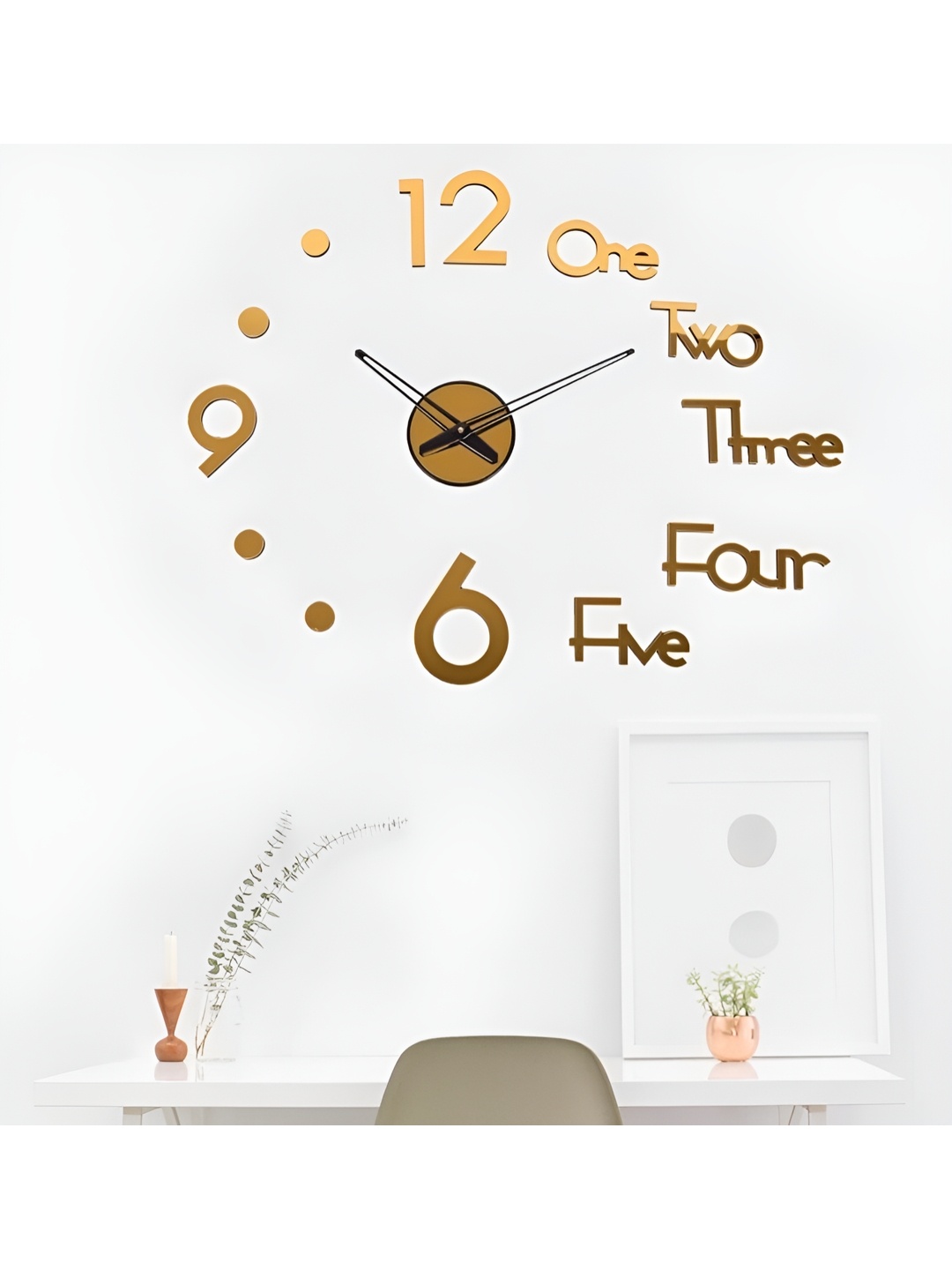 

FASTQT Gold-Toned Analogue Contemporary Wooden Wall Clock