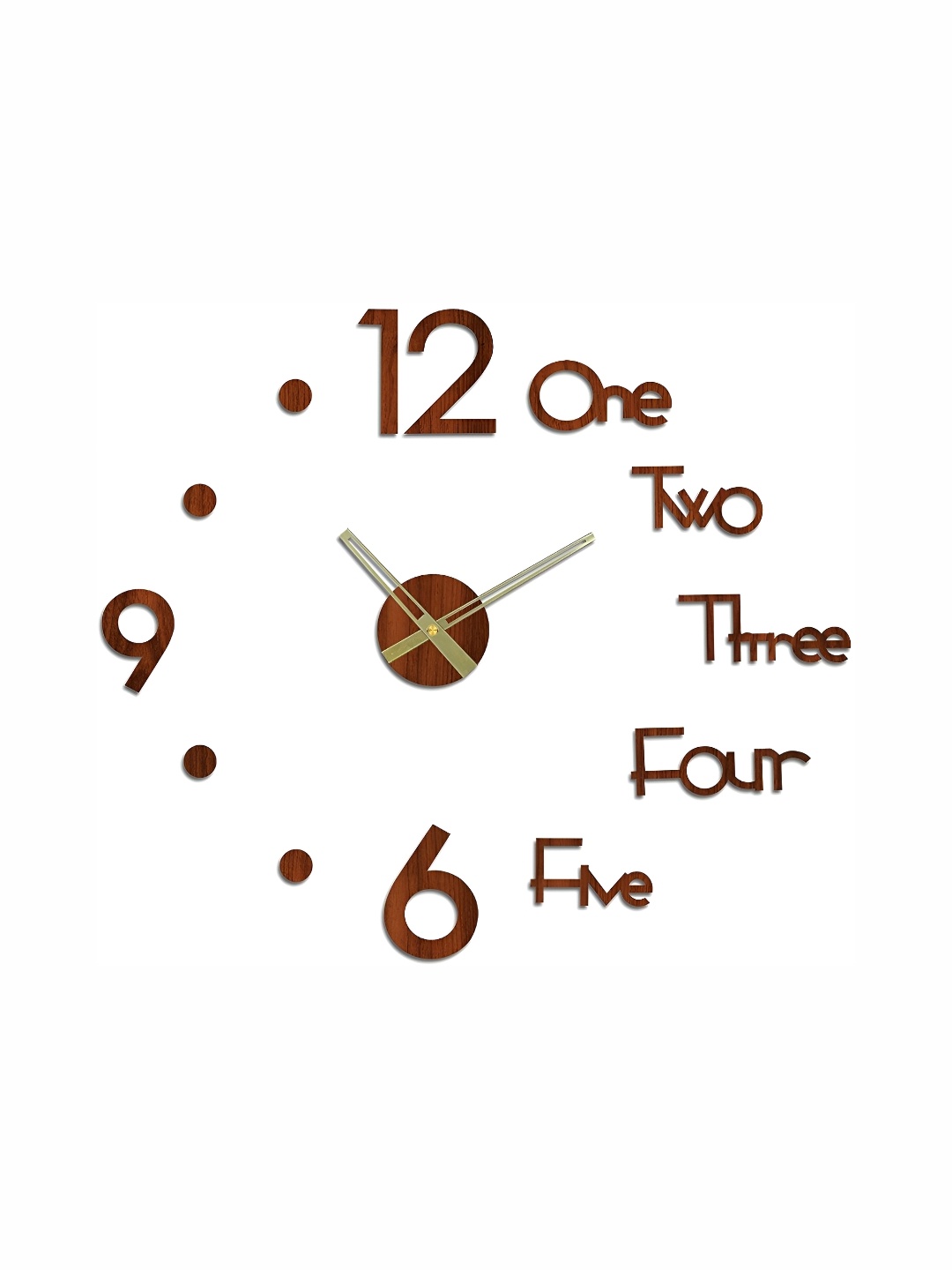 

FASTQT Brown Printed Wooden Round Contemporary Wall Clock