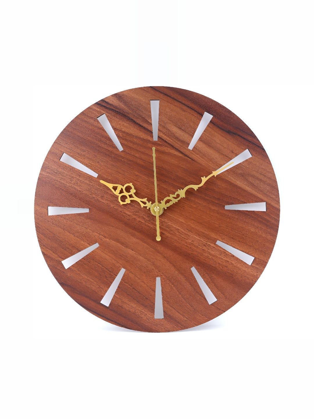 

FASTQT White & Brown Geometric Wooden Contemporary Wall Clock