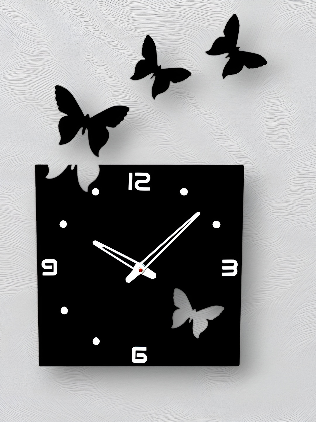 

FASTQT Black & White Square Textured Analogue Contemporary Wall Clock