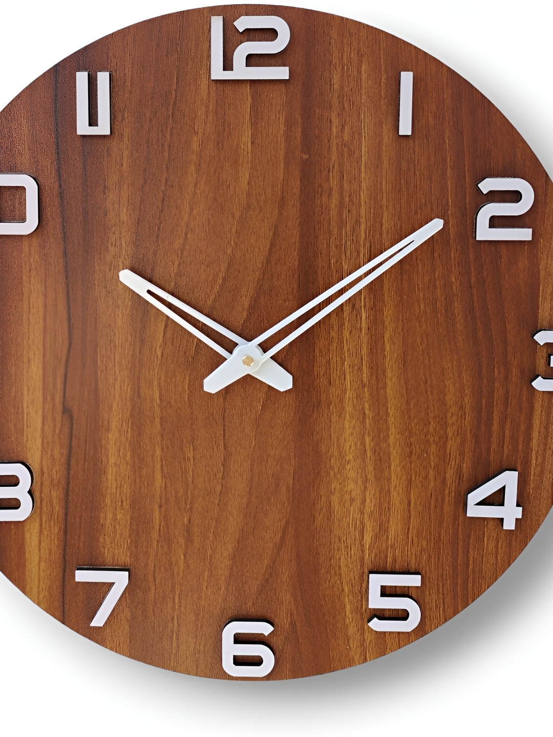 

FASTQT Brown & White Textured Analogue Wooden Contemporary Wall Clock