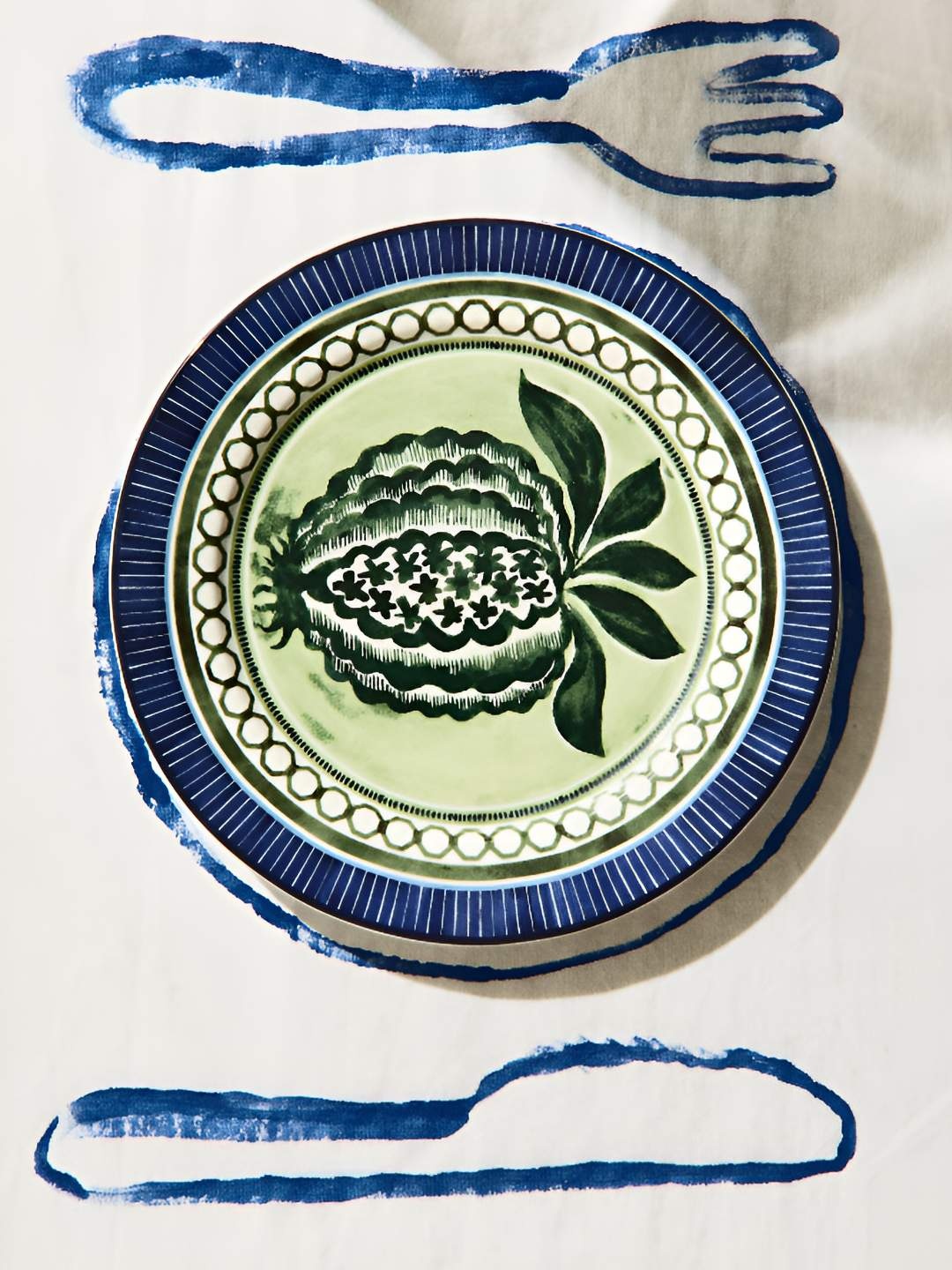 

H&M Blue Printed Porcelain Mid Plate