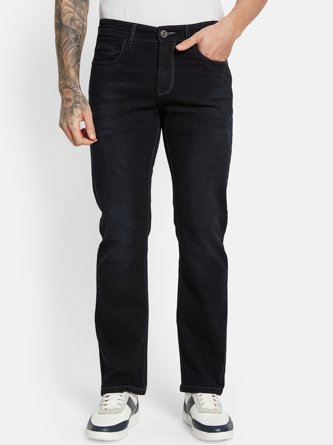 

Octave Men Bootcut Clean Look No Fade Jeans, Navy blue