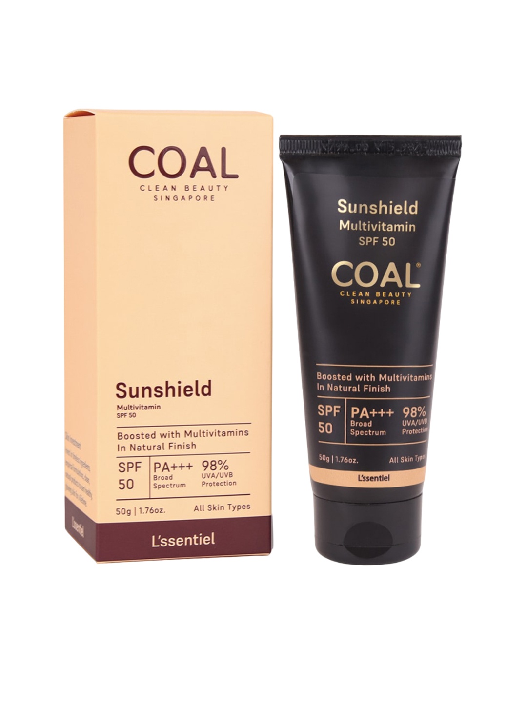 

COAL CLEAN BEAUTY Sunshield Multivitamin Sunscreen SPF 50 PA+++ - 50ml, Black