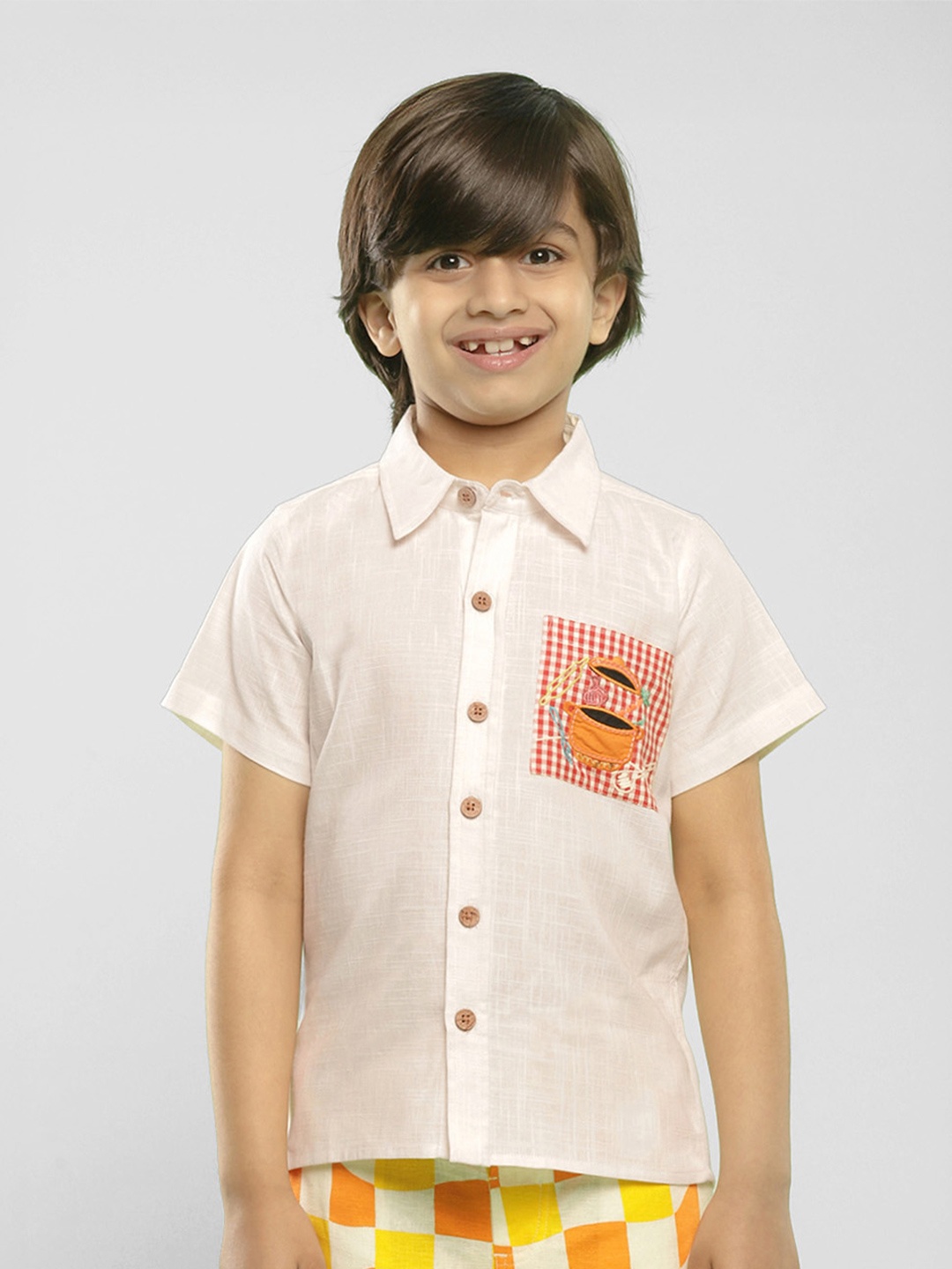 

Somersault Boys Short Sleeves Spread Collar Cotton Opaque Casual Shirt, White