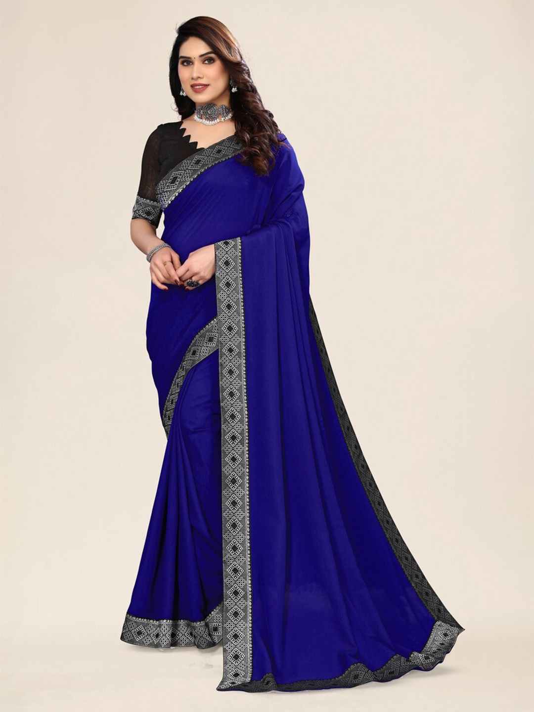 

Moda Rapido Woven Design Satin Saree, Grey