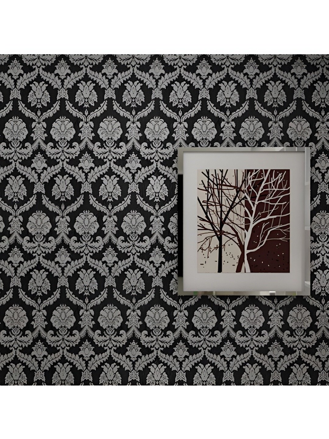 

Asian royal Black & Grey Ethnic Motif Printed Self-Adhesive Wallpaper