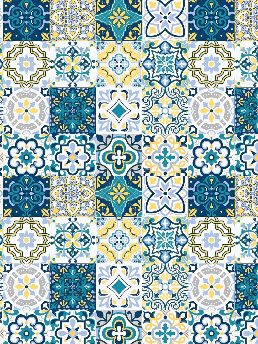 

Asian royal White & Green Ethnic Motif Printed Self-Adhesive Wallpaper
