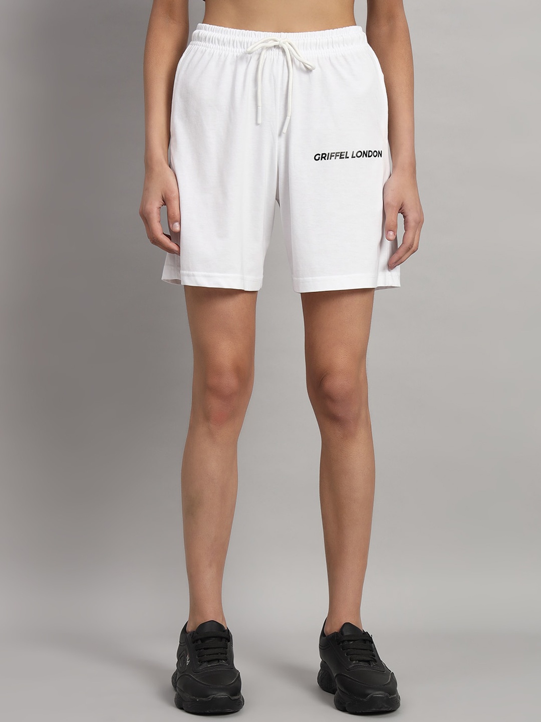 

GRIFFEL Women High-Rise Cotton Shorts, White