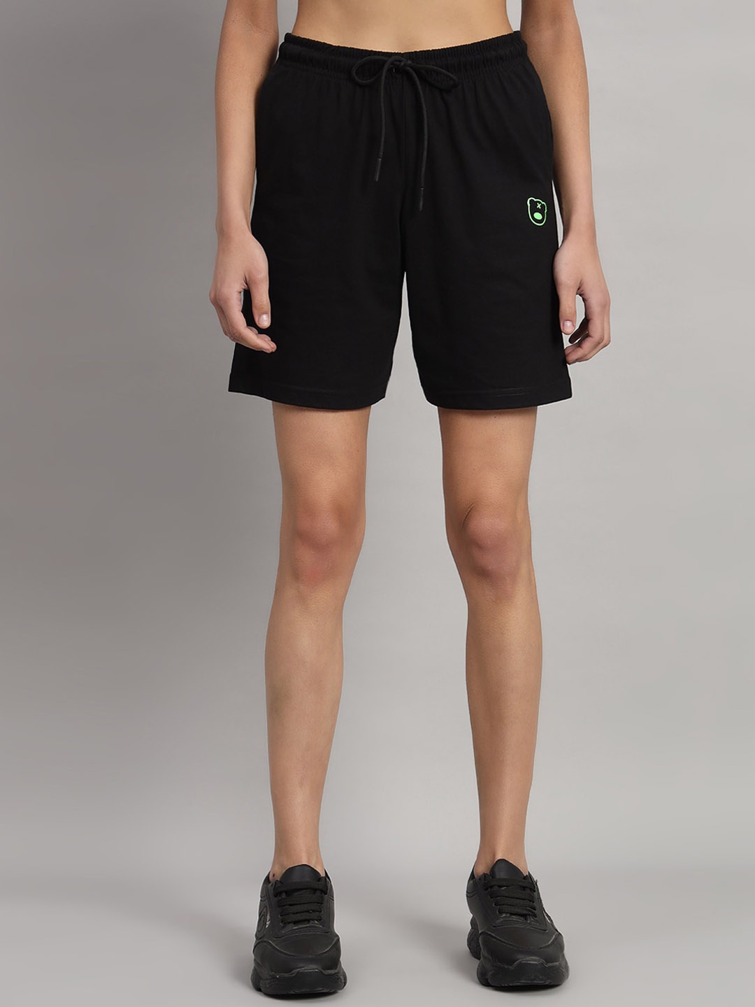 

GRIFFEL Women High-Rise Cotton Shorts, Black