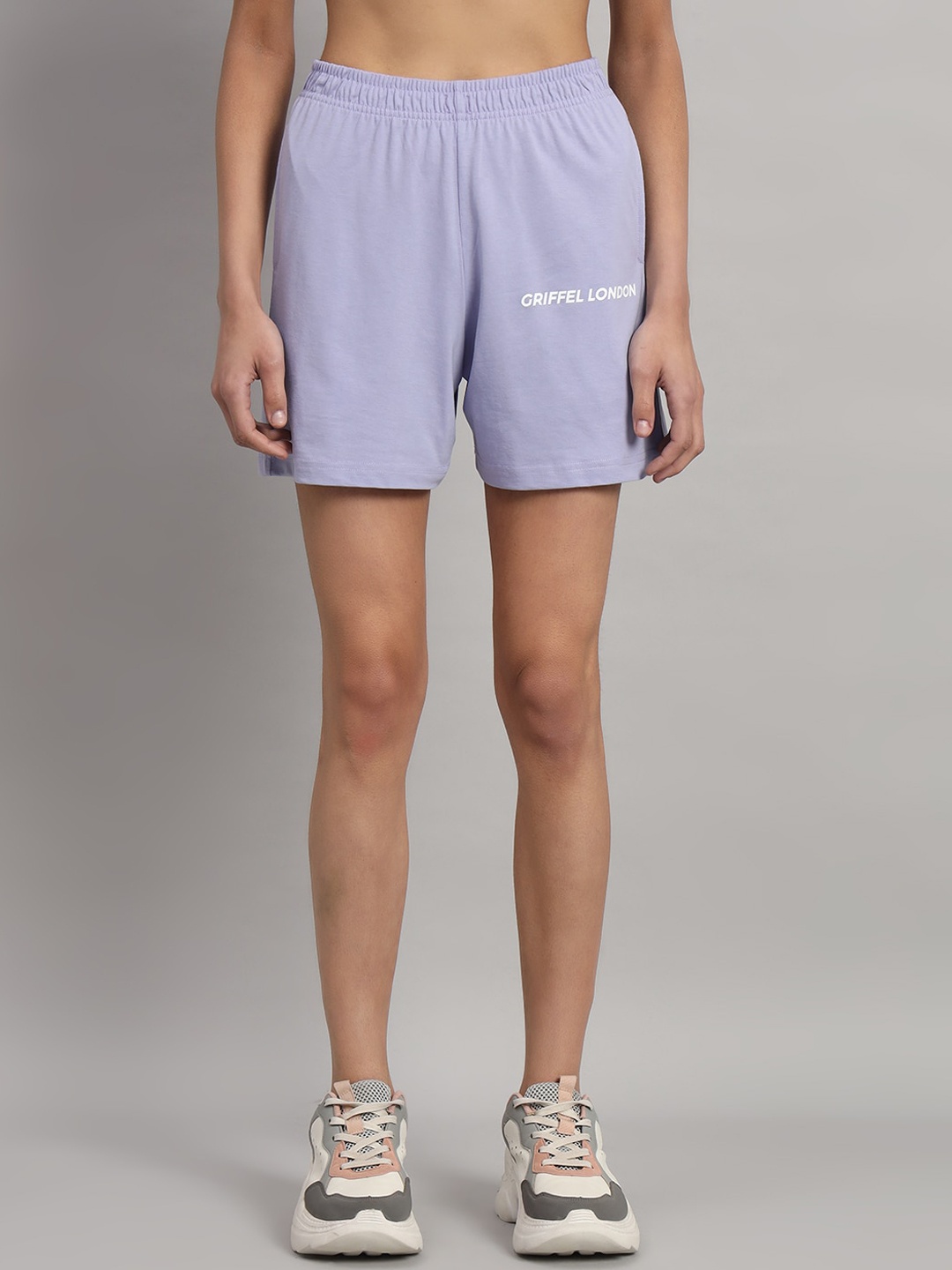 

GRIFFEL Women High-Rise Cotton Shorts, Lavender