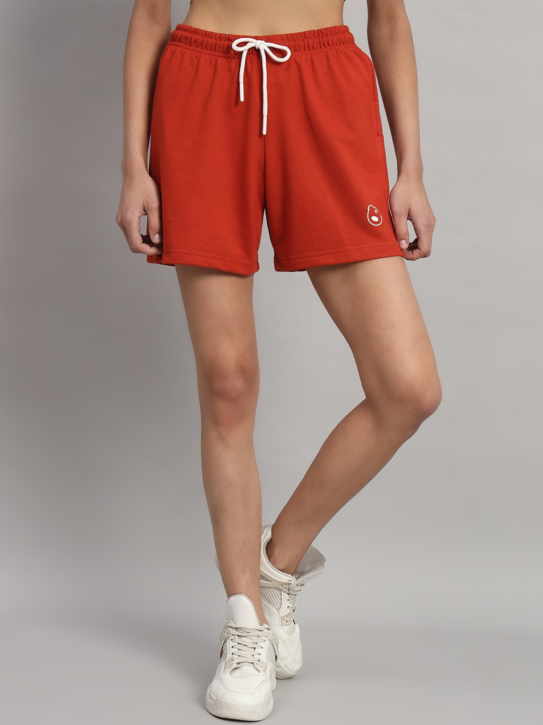

GRIFFEL Women High-Rise Regular Fit Cotton Shorts, Orange