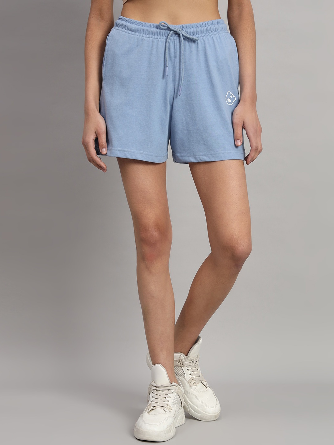 

GRIFFEL Women High-Rise Cotton Shorts, Blue