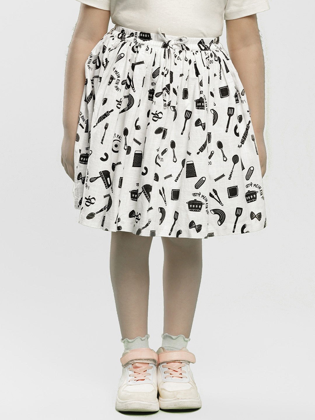 

Somersault Girls Kitchen Tool Printed Pure Cotton Knee-Length A-Line Skirt, Cream